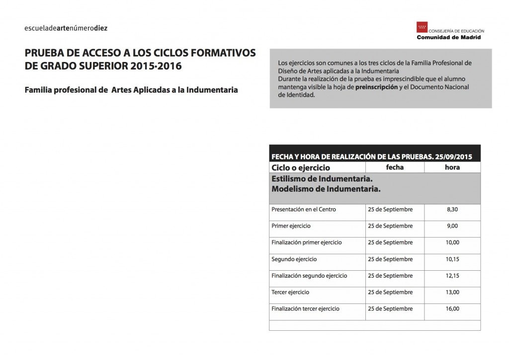 Arte Casellas. Arte 10 2015 3. Pruebas de acceso