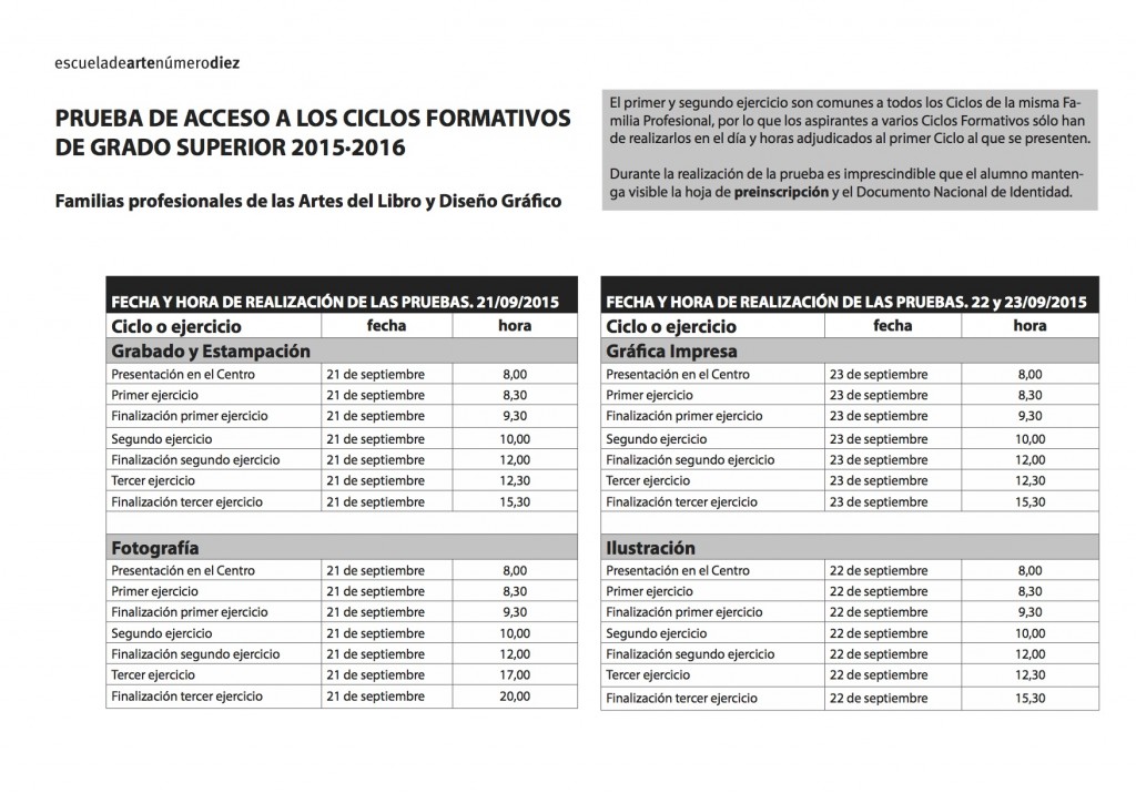 Arte Casellas. Arte 10 2015. Pruebas de acceso